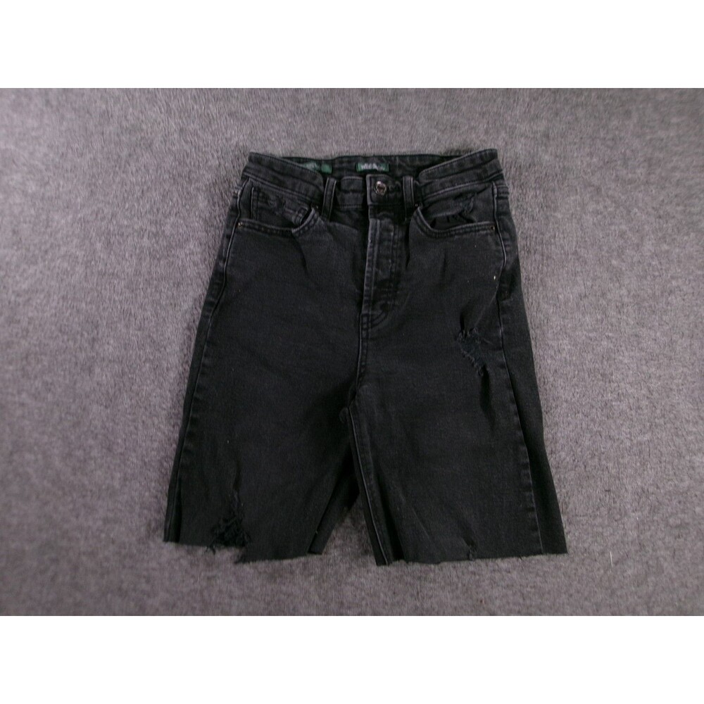 Wild Fabel Cut Off Shorts Women 0 Black Jorts Raw Hem Bermuda Dark Wash Summer